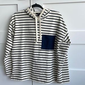 J Crew Navy and cream striped hoodie Size S